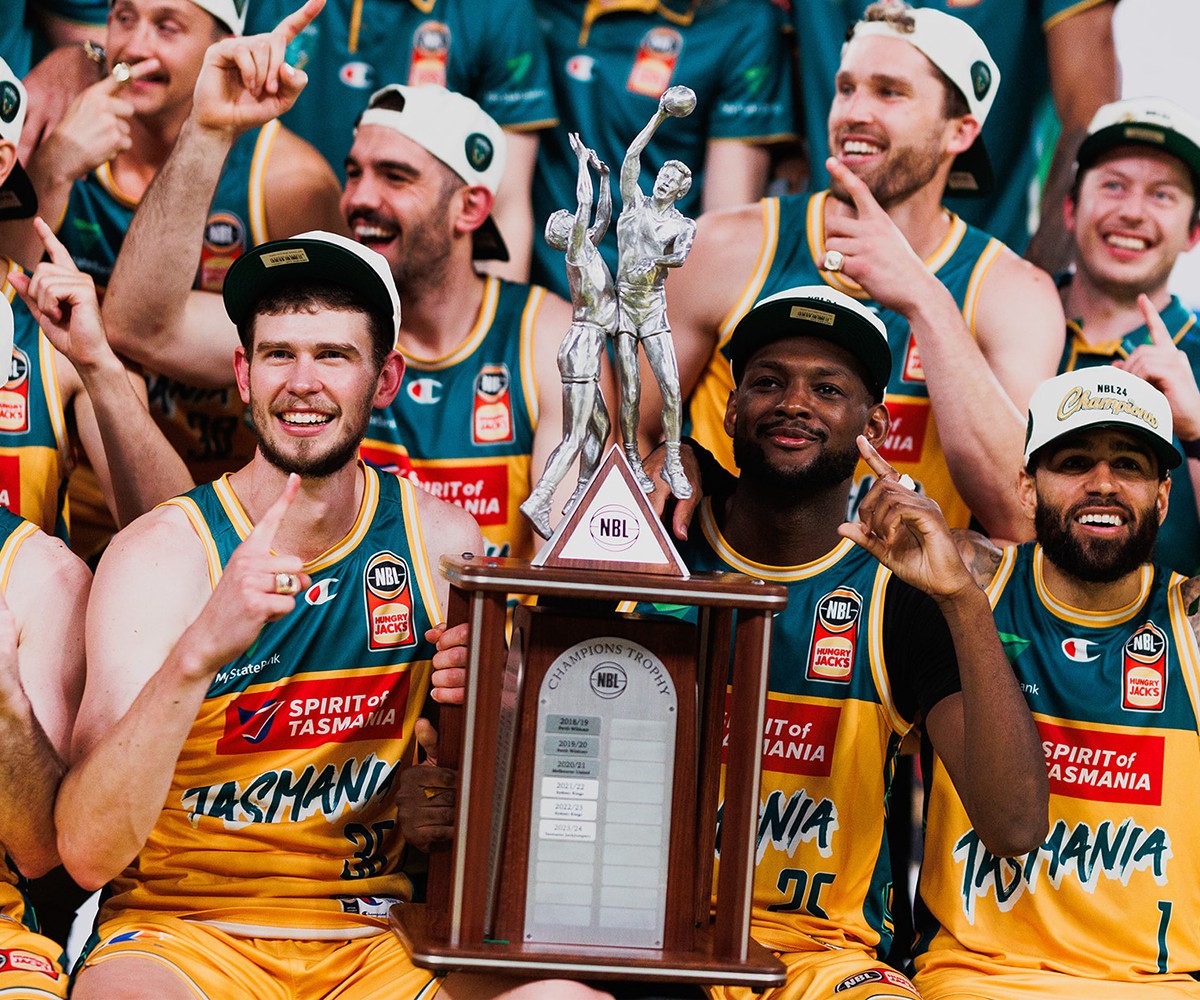 Tasmanian JackJumpers with the Championship Trophy