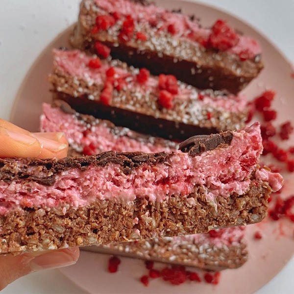 High protein Raspberry Ripe Slice recipe from Bulk Nutrients