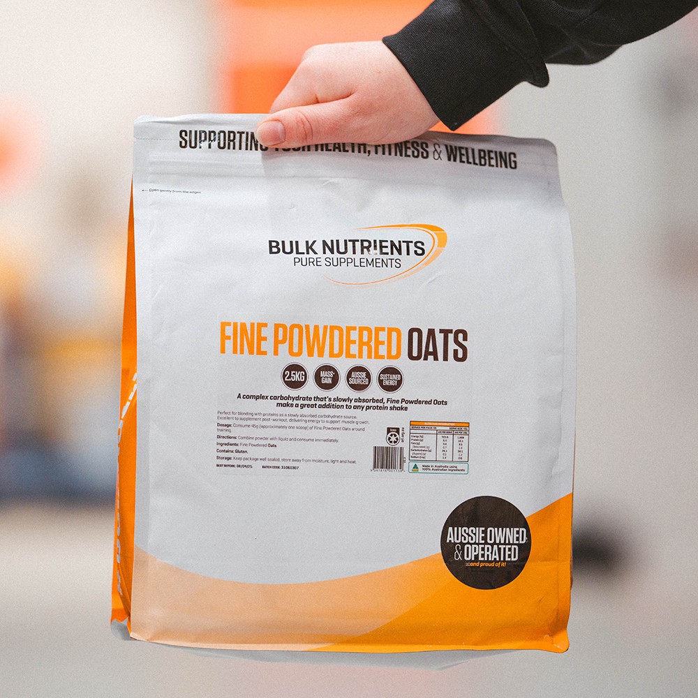 Bulk Nutrients' Fine Powdered Oats a complex carbohydrate that's slowly absorbed make a great addition to any protein shake