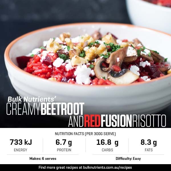 Protein Creamy Beetroot and Red Fusion Risotto recipe from Bulk Nutrients