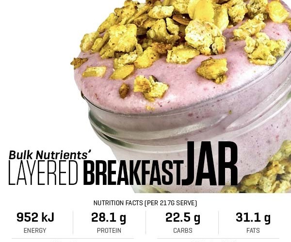 Layered Breakfast Jar recipe from Bulk Nutrients