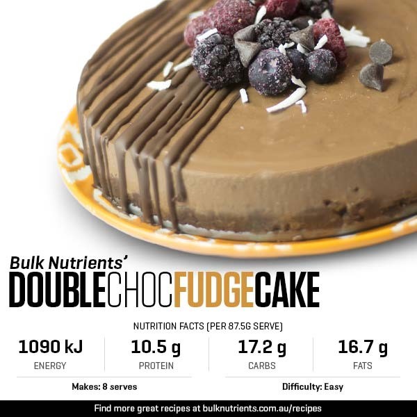 Double Choc Fudge Cake recipe from Bulk Nutrients 