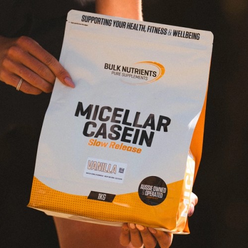 Satisfy your taste buds with Bulk Nutrients' Micellar Casein, a creamy protein that doubles as a delicious nighttime snack. Vanilla flavour.
