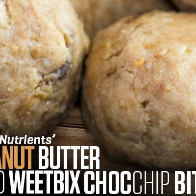 High Protein Peanut Butter and Weetbix Choc Chip Bites recipe from Bulk Nutrients