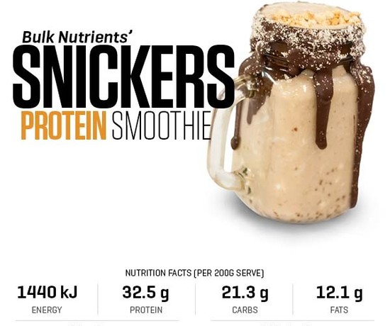 Snickers Protein Smoothie recipe from Bulk Nutrients