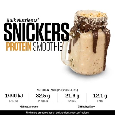 Snickers Protein Smoothie recipe from Bulk Nutrients 