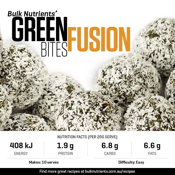 Green Fusion Bites recipe from Bulk Nutrients 