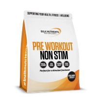 Bulk Nutrients' Pre Workout Non Stimulant powder the quiet achiever and great alternative when compared to high powered stim based pre workouts