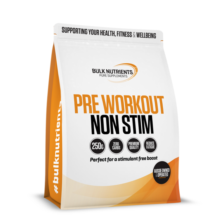 Bulk Nutrients' Pre Workout Non Stimulant powder the quiet achiever and great alternative when compared to high powered stim based pre workouts