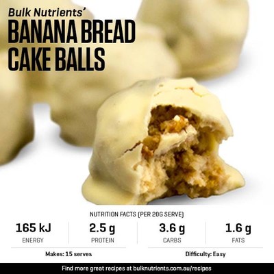 Banana Bread Cake Balls recipe from Bulk Nutrients 