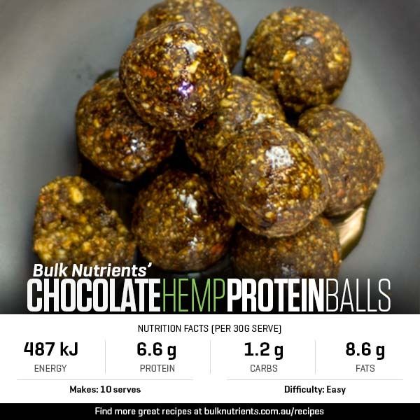 High Protein Chocolate Hemp Protein Balls recipe from Bulk Nutrients