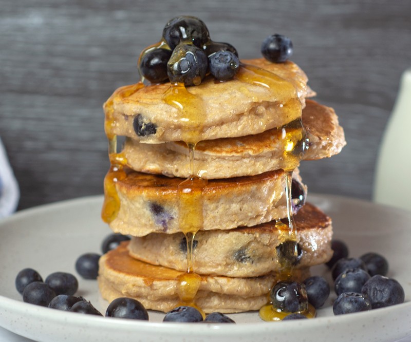 High Protein Blueberry and Maple Protein Pancake Stack recipe from Bulk Nutrients