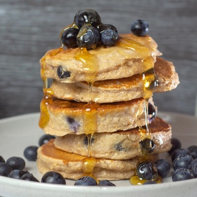 High Protein Blueberry and Maple Protein Pancake Stack recipe from Bulk Nutrients