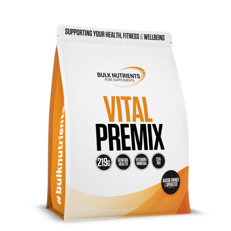Bulk Nutrients' Vital Pre Mix a small serve only 1.46g offers up to 25% of your recommended daily intake of vitamins and minerals