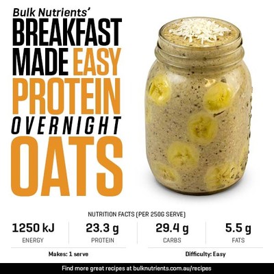 Breakfast Made Easy - Protein Overnight Oats recipe from Bulk Nutrients
