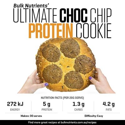 Ultimate chocolate chip oat protein cookie recipe from Bulk Nutrients 