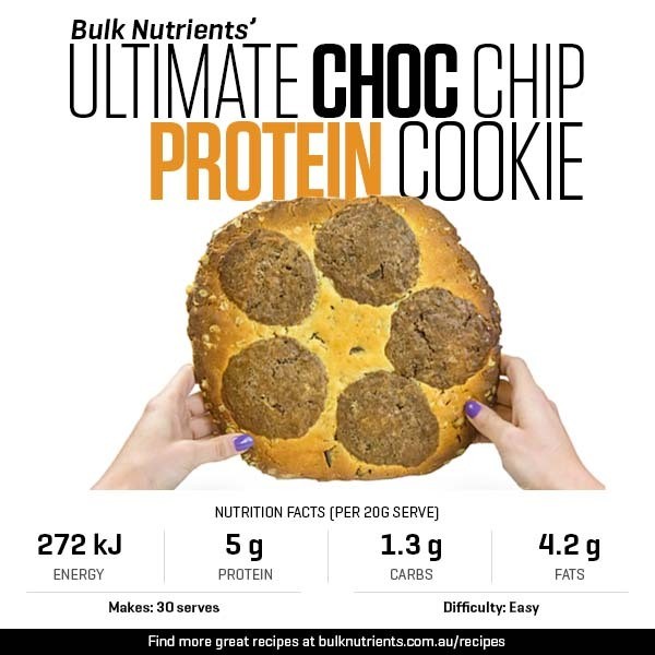 Ultimate chocolate chip oat protein cookie recipe from Bulk Nutrients 