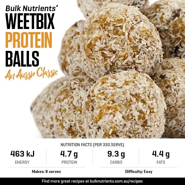 An Aussie Classic - Weetbix Protein Balls recipe from Bulk Nutrients