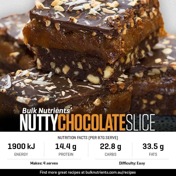 Nutty Chocolate Slice recipe from Bulk Nutrients