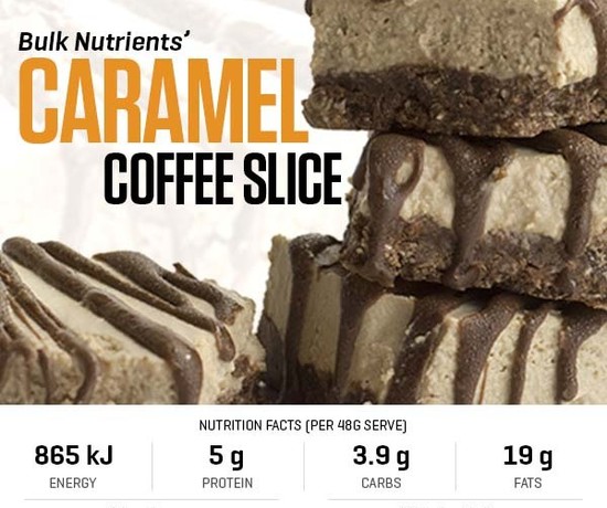 Caramel Coffee Slice recipe from Bulk Nutrients