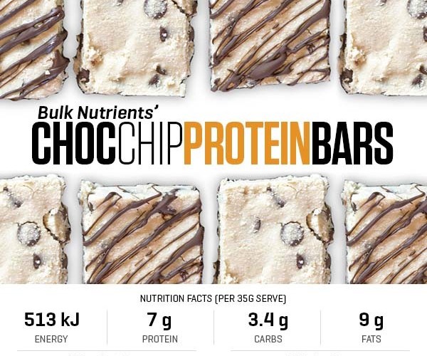Choc Chip Protein Bars recipe from Bulk Nutrients