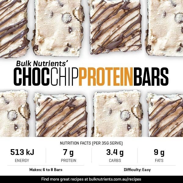 Choc Chip Protein Bars recipe from Bulk Nutrients