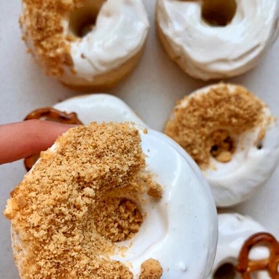 High protein Salted Caramel Pretzel Donuts recipe from Bulk Nutrients