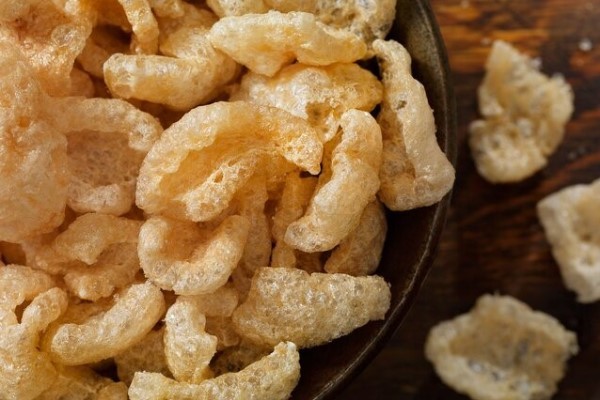 Pork Crackling crisps -- low calorie treats  