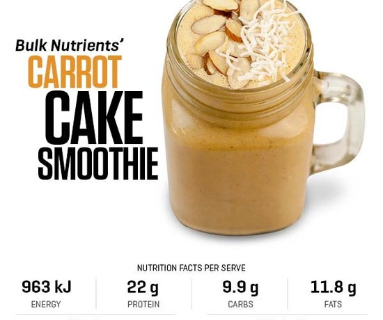 Carrot Cake Smoothie recipe from Bulk Nutrients