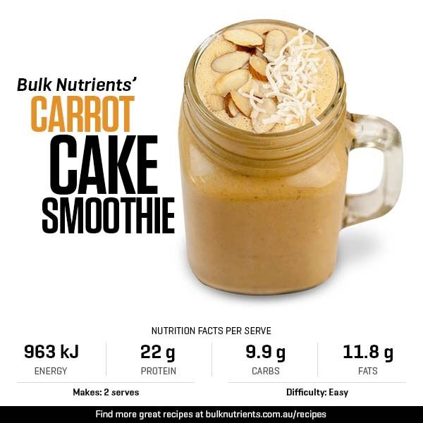 Carrot Cake Smoothie recipe from Bulk Nutrients 