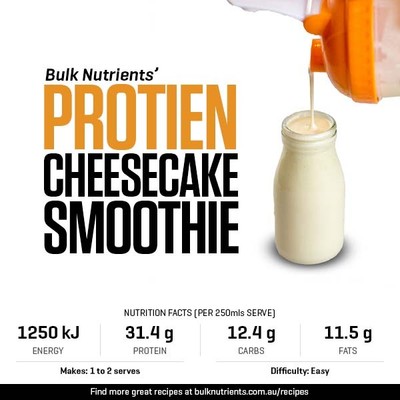 Protein Cheesecake Smoothie recipe from Bulk Nutrients 