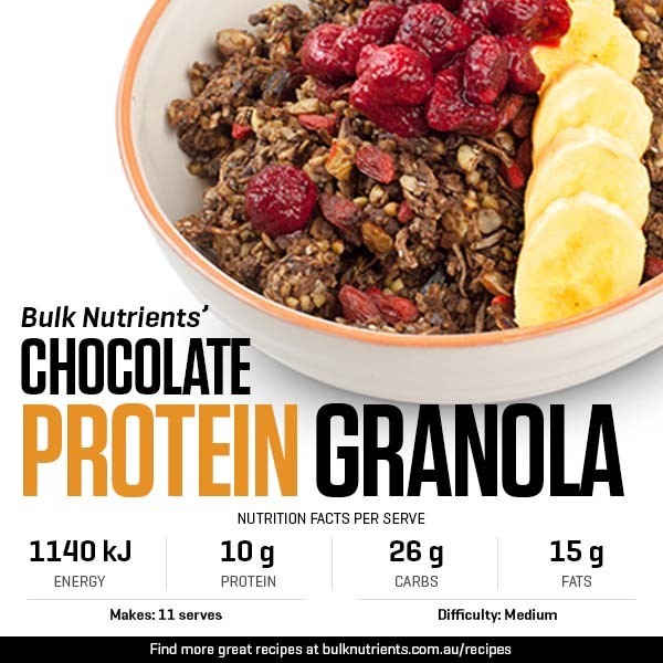 Chocolate Protein Granola recipe from Bulk Nutrients 