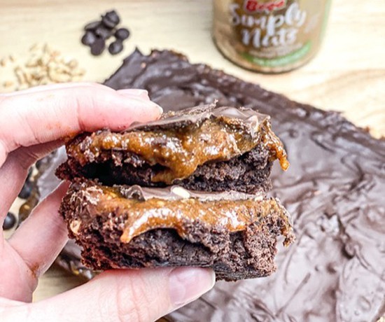 High protein Nutty Caramel Brownies recipe from Bulk Nutrients