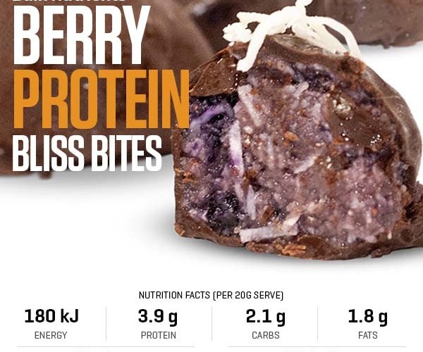 Berry Protein Bliss Bites recipe from Bulk Nutrients