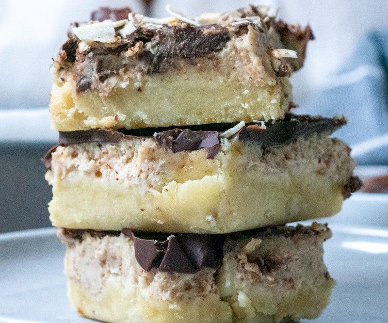 High protein Gooey Chocolate Caramel Slice recipe from Bulk Nutrients