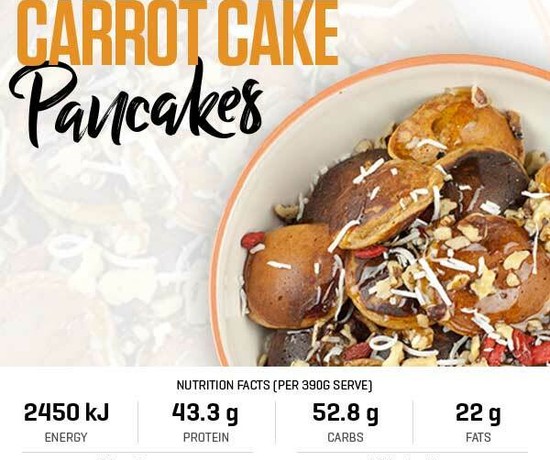 Carrot Cake Pancakes recipe from Bulk Nutrients