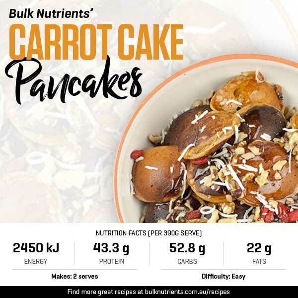 Carrot Cake Pancakes recipe from Bulk Nutrients 