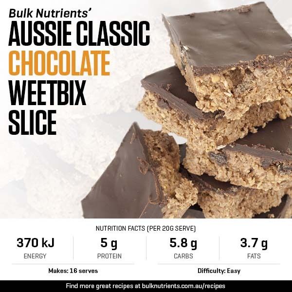 An Aussie Classic - Chocolate Weetbix Slice recipe from Bulk Nutrients 