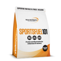 Bulk Nutrients' SportsFuel 101 blend of carbs protein free form amino acids and electrolytes to assist with energy hydration reducing muscle soreness and sustaining energy levels