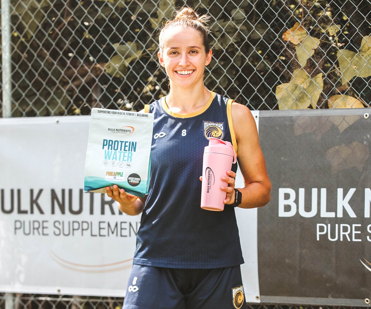 Bulk Nutrients Central Coast Mariners Partnership Announcement Player with Protein Water