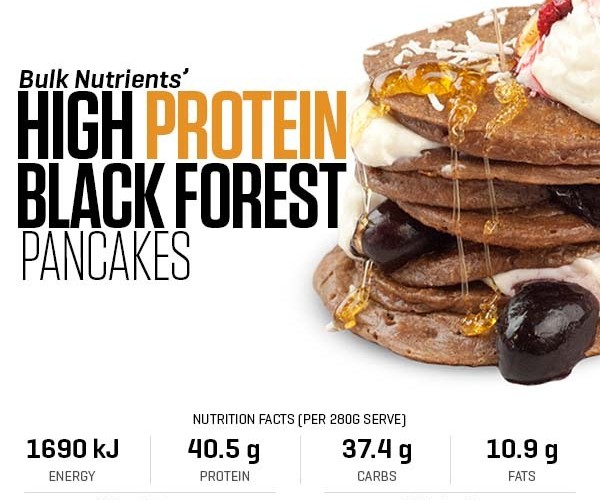 High Protein Black Forest Pancakes recipe from Bulk Nutrients