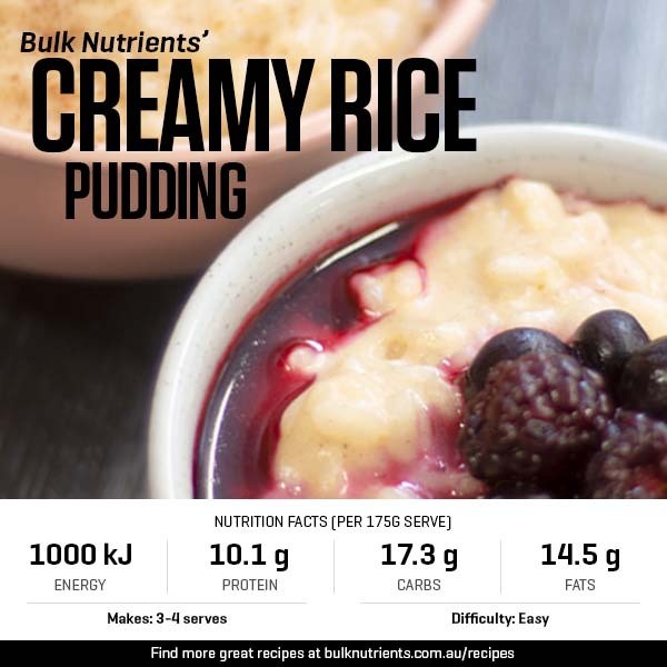 High Protein Creamy Rice Pudding recipe from Bulk Nutrients