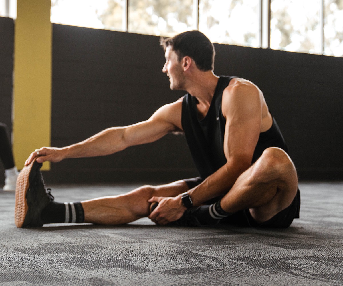 A man doing a stretching exercise
