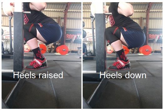 Heels position during a squat.