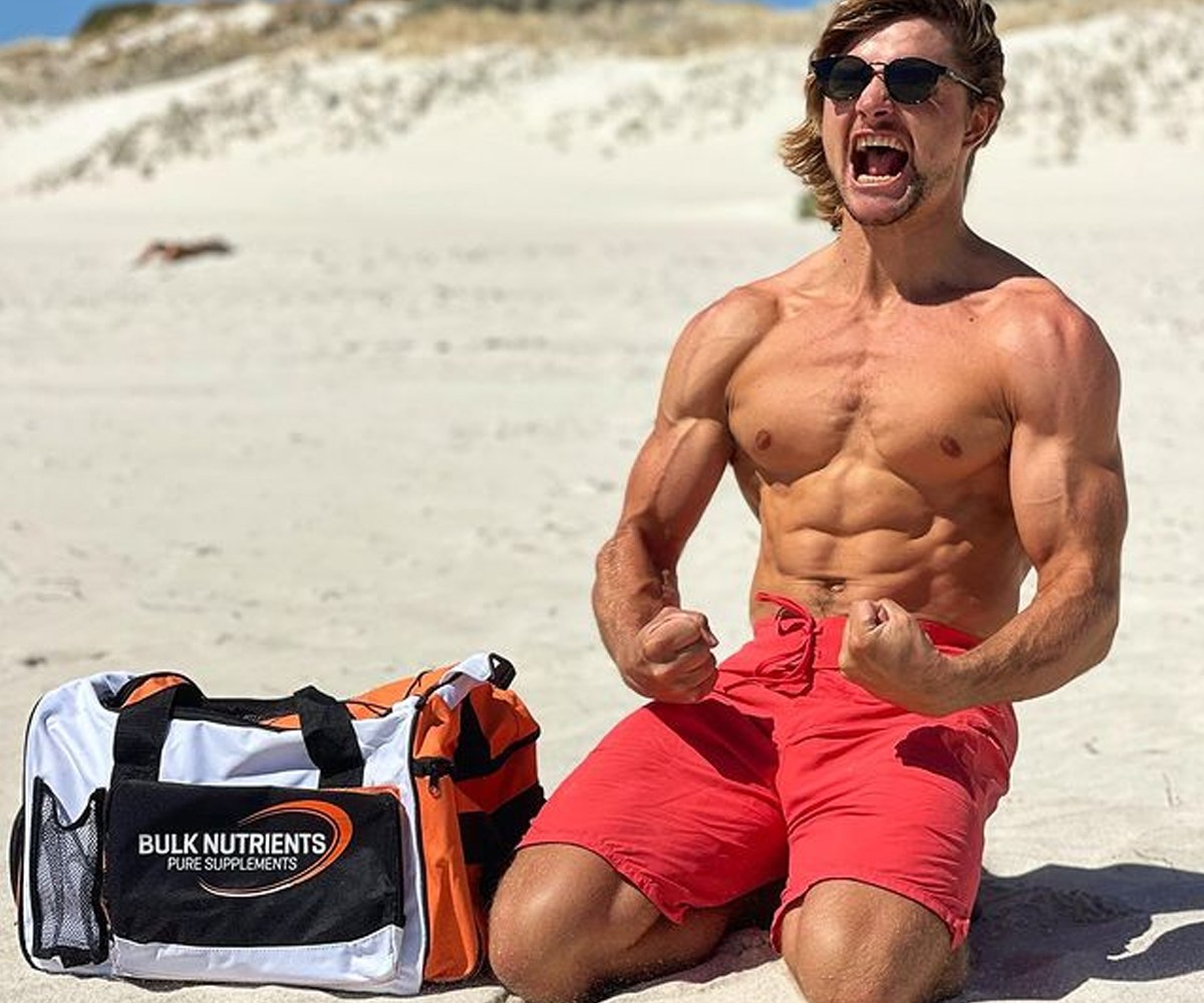 Bulk Nutrients Ambassador Lewy Finnegan with Bulk Gym Bag