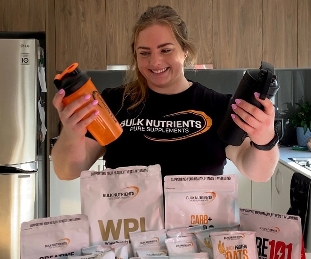 BN Ambassador Katie Blunden with Bulk Nutrients products