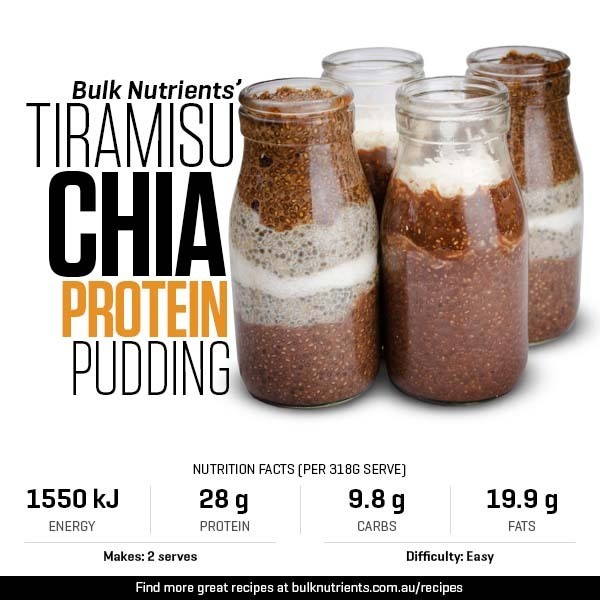 Tiramisu Chia Protein Pudding recipe from Bulk Nutrients 