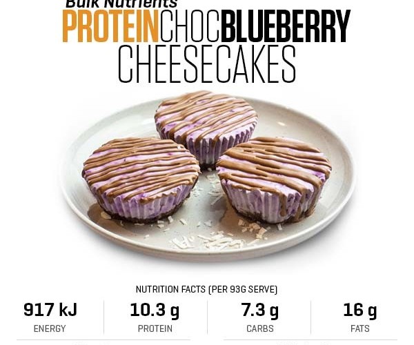 Protein Choc Blueberry Cheesecakes recipe from Bulk Nutrients