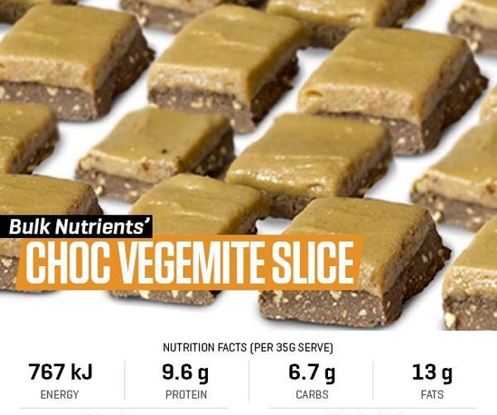 Choc Vegemite Slice recipe from Bulk Nutrients