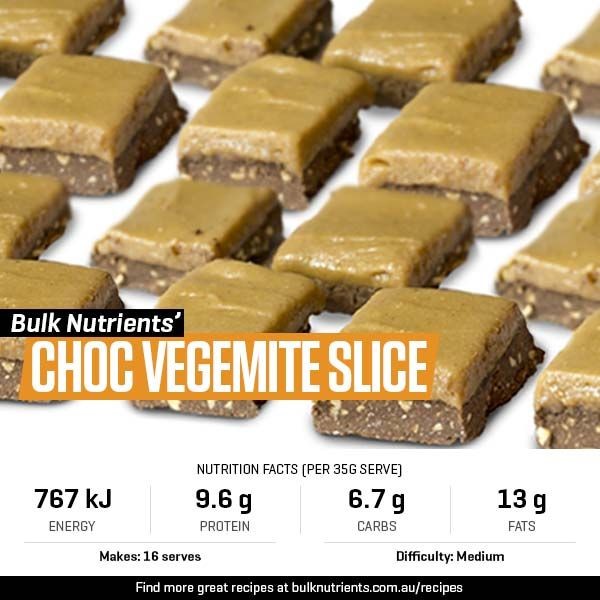 Choc Vegemite Slice recipe from Bulk Nutrients 